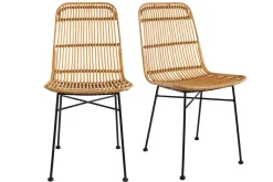 Chaises en rotin et métal noir (lot de 2) MALACCA