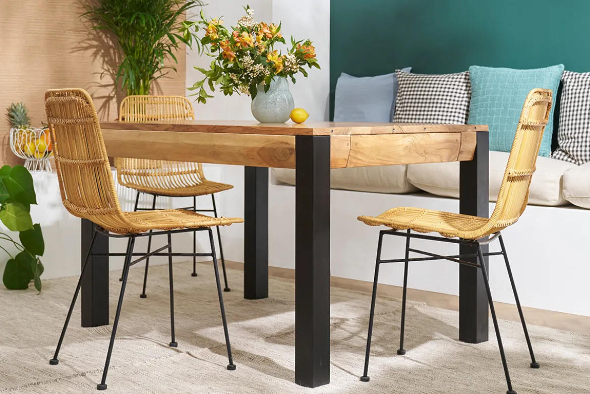 Chaises en rotin et métal noir (lot de 2) MALACCA