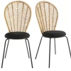 Chaises en rotin, tissu et métal noir (lot de 2) PEACOCK