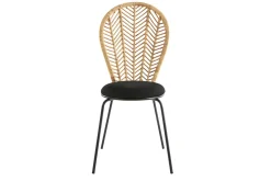 Chaises en rotin, tissu et métal noir (lot de 2) PEACOCK