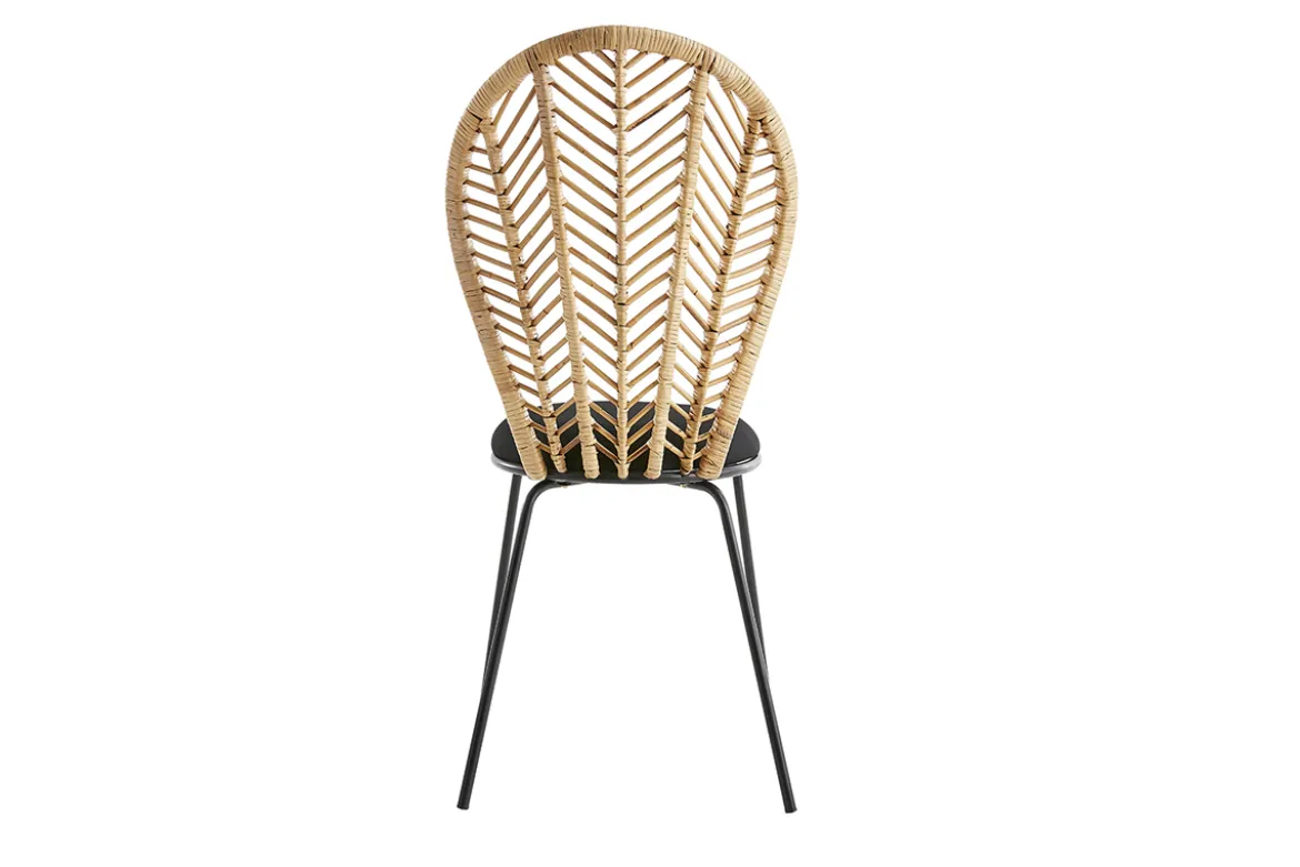 Chaises en rotin, tissu et métal noir (lot de 2) PEACOCK