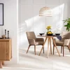Chaises en tissu beige et bois foncé (lot de 2) SHANA