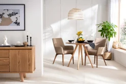Chaises en tissu beige et bois foncé (lot de 2) SHANA