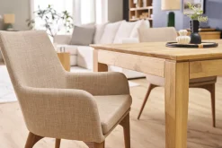 Chaises en tissu beige et bois foncé (lot de 2) SHANA