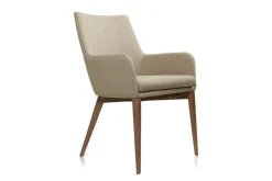 Chaises en tissu beige et bois foncé (lot de 2) SHANA