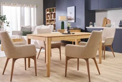 Chaises en tissu beige et bois foncé (lot de 2) SHANA