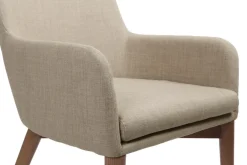 Chaises en tissu beige et bois foncé (lot de 2) SHANA