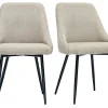 Chaises en tissu chenille beige et métal noir (lot de 2) HASTA