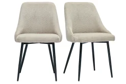 Chaises en tissu chenille beige et métal noir (lot de 2) HASTA