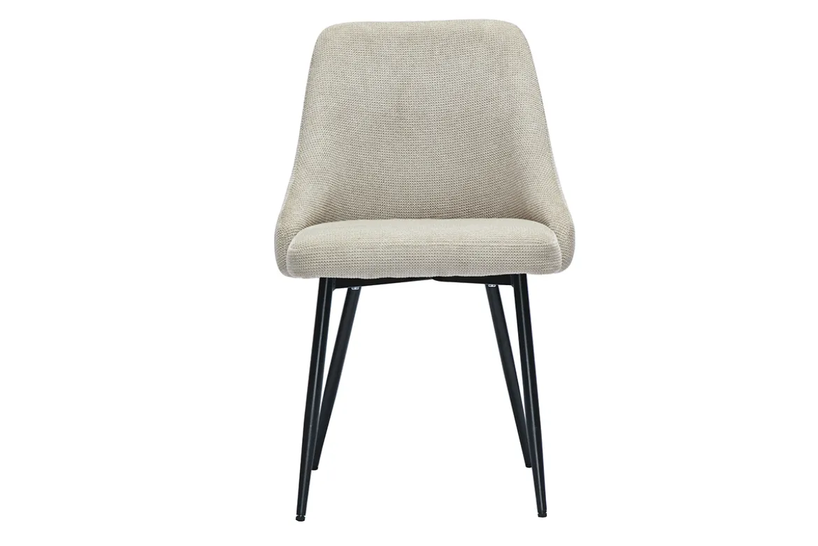 Chaises en tissu chenille beige et métal noir (lot de 2) HASTA