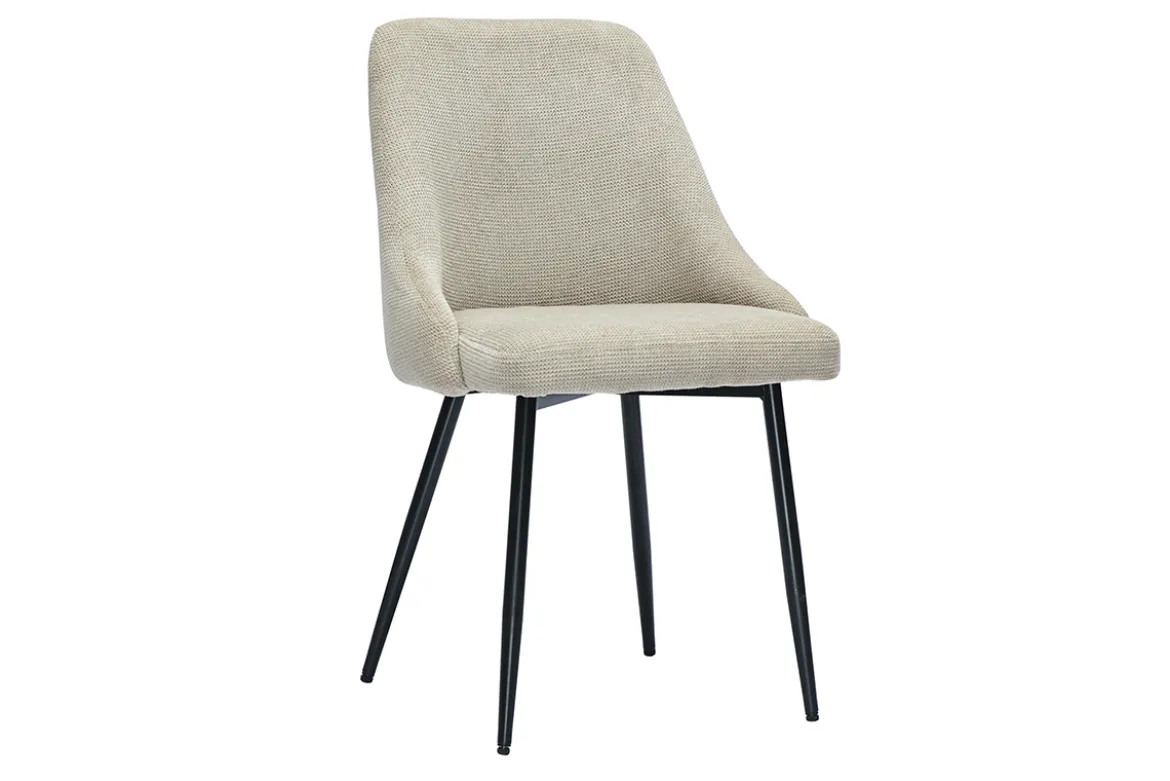 Chaises en tissu chenille beige et métal noir (lot de 2) HASTA