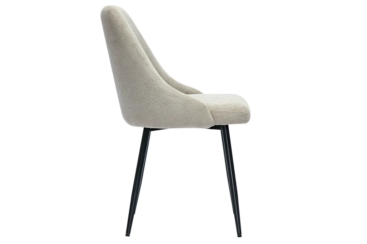 Chaises en tissu chenille beige et métal noir (lot de 2) HASTA