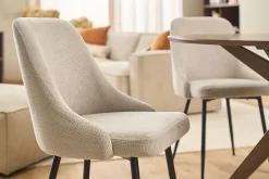 Chaises en tissu chenille beige et métal noir (lot de 2) HASTA