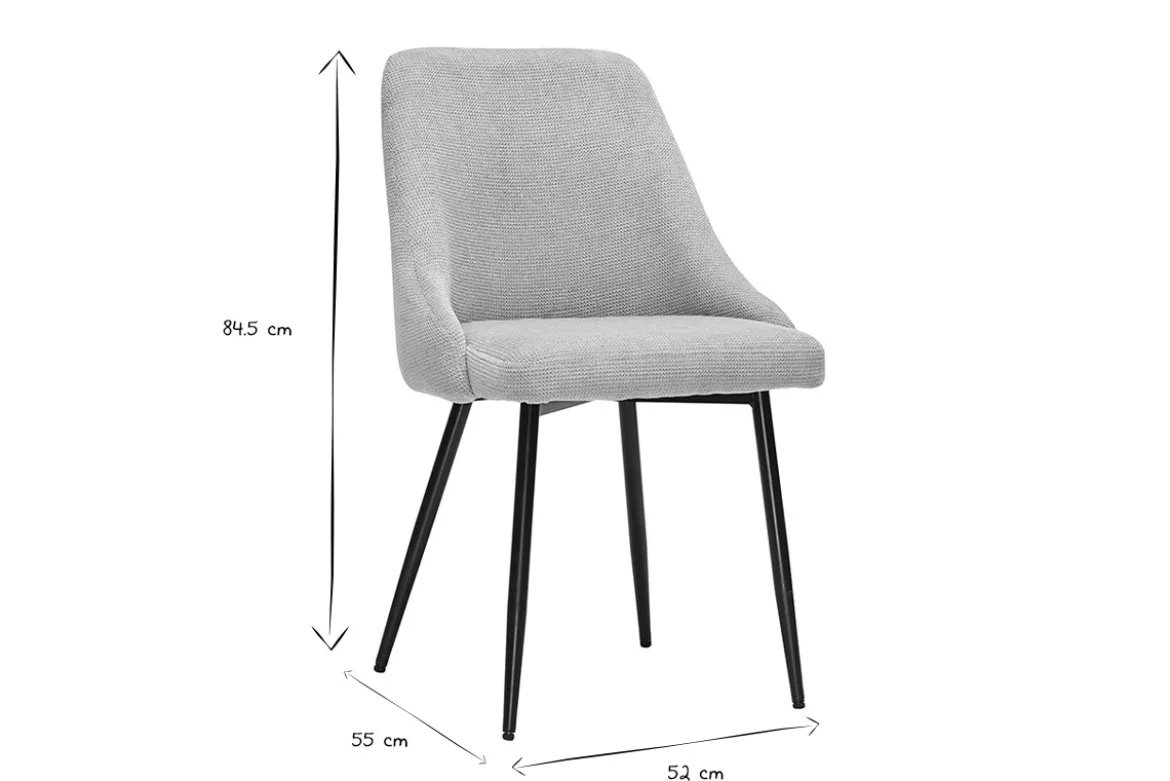 Chaises en tissu chenille beige et métal noir (lot de 2) HASTA