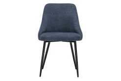 Chaises en tissu chenille bleu foncé et métal noir (lot de 2) HASTA