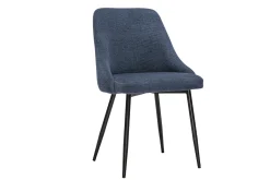 Chaises en tissu chenille bleu foncé et métal noir (lot de 2) HASTA