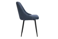 Chaises en tissu chenille bleu foncé et métal noir (lot de 2) HASTA