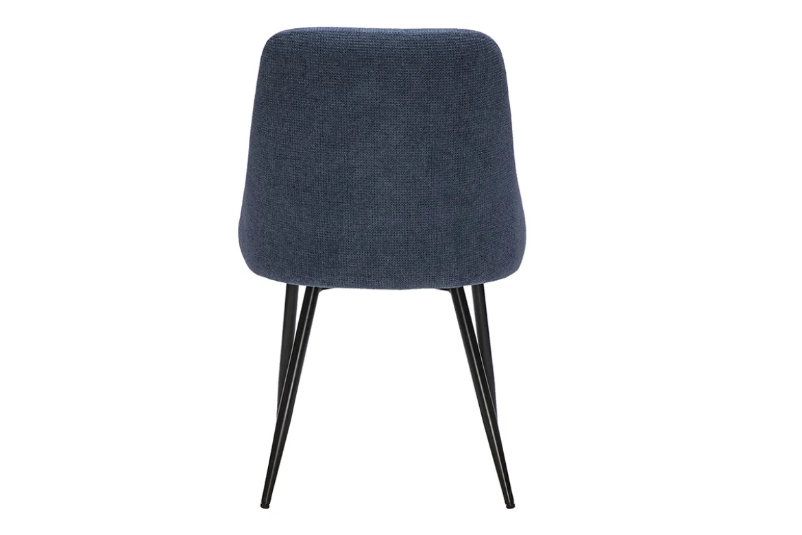 Chaises en tissu chenille bleu foncé et métal noir (lot de 2) HASTA