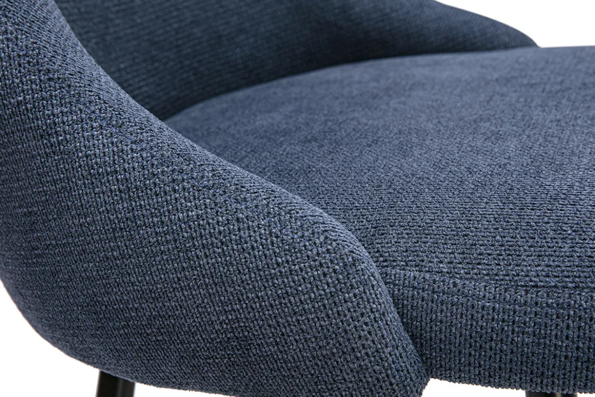 Chaises en tissu chenille bleu foncé et métal noir (lot de 2) HASTA
