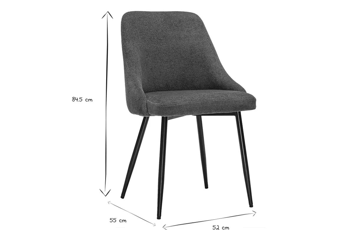 Chaises en tissu chenille bleu foncé et métal noir (lot de 2) HASTA
