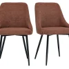 Chaises en tissu chenille terre brûlée et métal noir (lot de 2) HASTA
