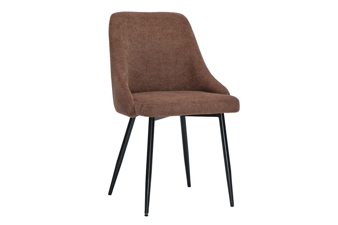 Chaises en tissu chenille terre brûlée et métal noir (lot de 2) HASTA