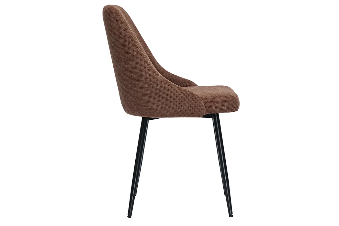 Chaises en tissu chenille terre brûlée et métal noir (lot de 2) HASTA