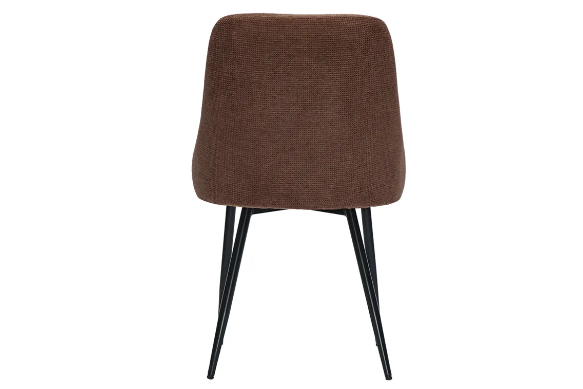 Chaises en tissu chenille terre brûlée et métal noir (lot de 2) HASTA