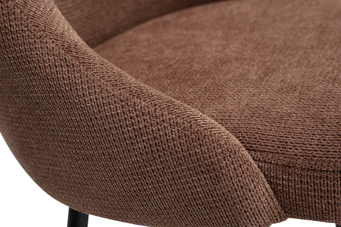 Chaises en tissu chenille terre brûlée et métal noir (lot de 2) HASTA