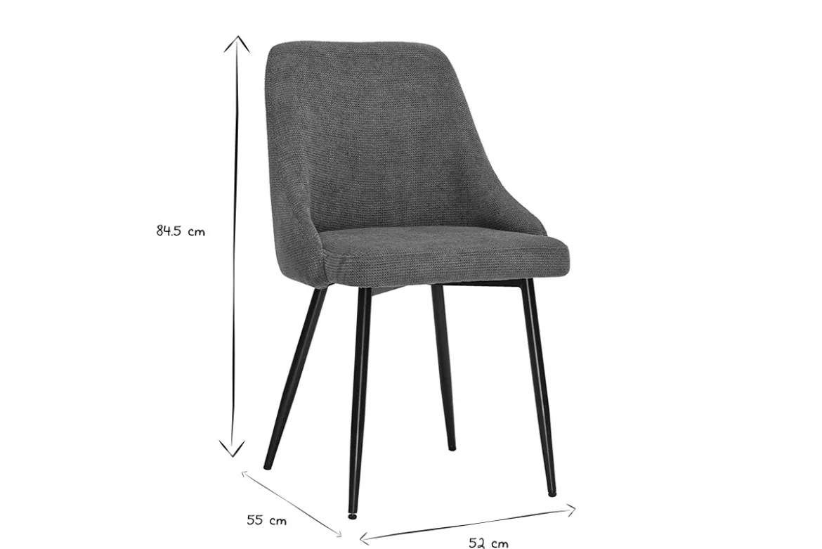 Chaises en tissu chenille terre brûlée et métal noir (lot de 2) HASTA