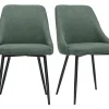 Chaises en tissu chenille vert kaki et métal noir (lot de 2) HASTA