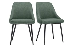 Chaises en tissu chenille vert kaki et métal noir (lot de 2) HASTA