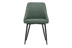 Chaises en tissu chenille vert kaki et métal noir (lot de 2) HASTA