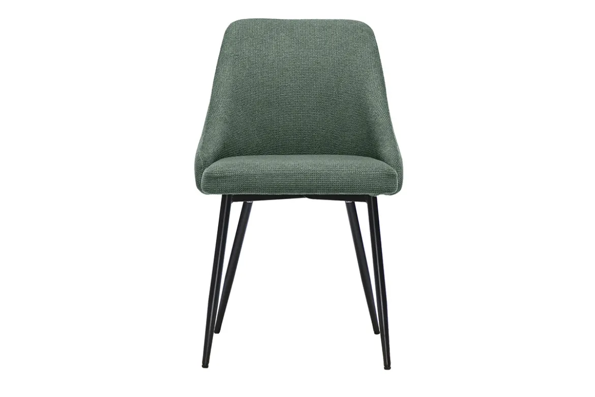 Chaises en tissu chenille vert kaki et métal noir (lot de 2) HASTA