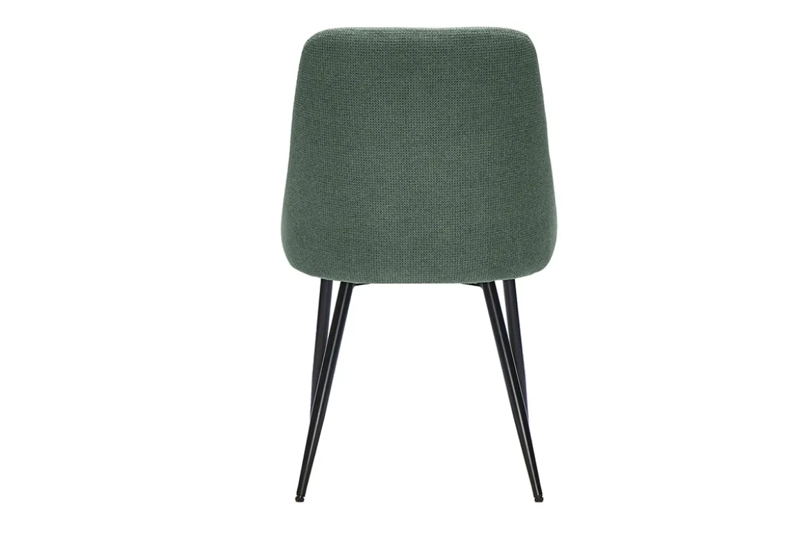Chaises en tissu chenille vert kaki et métal noir (lot de 2) HASTA
