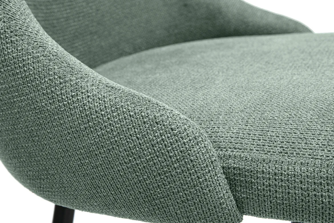 Chaises en tissu chenille vert kaki et métal noir (lot de 2) HASTA