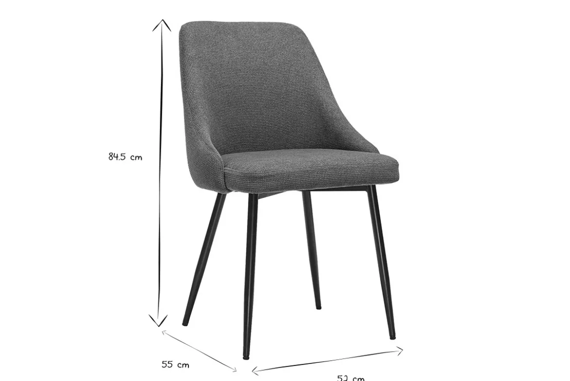 Chaises en tissu chenille vert kaki et métal noir (lot de 2) HASTA