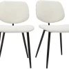 Chaises en tissu effet laine bouclée blanc et métal noir (lot de 2) TOBIAS
