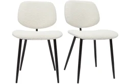 Chaises en tissu effet laine bouclée blanc et métal noir (lot de 2) TOBIAS
