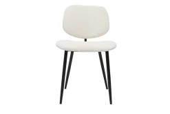 Chaises en tissu effet laine bouclée blanc et métal noir (lot de 2) TOBIAS