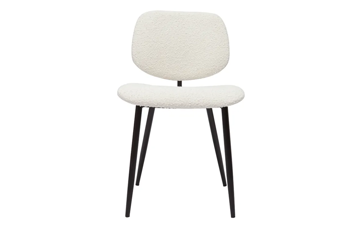 Chaises en tissu effet laine bouclée blanc et métal noir (lot de 2) TOBIAS