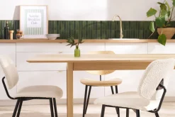 Chaises en tissu effet laine bouclée blanc et métal noir (lot de 2) TOBIAS