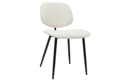 Chaises en tissu effet laine bouclée blanc et métal noir (lot de 2) TOBIAS