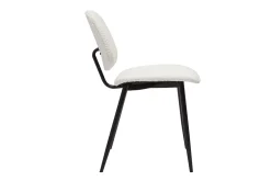 Chaises en tissu effet laine bouclée blanc et métal noir (lot de 2) TOBIAS