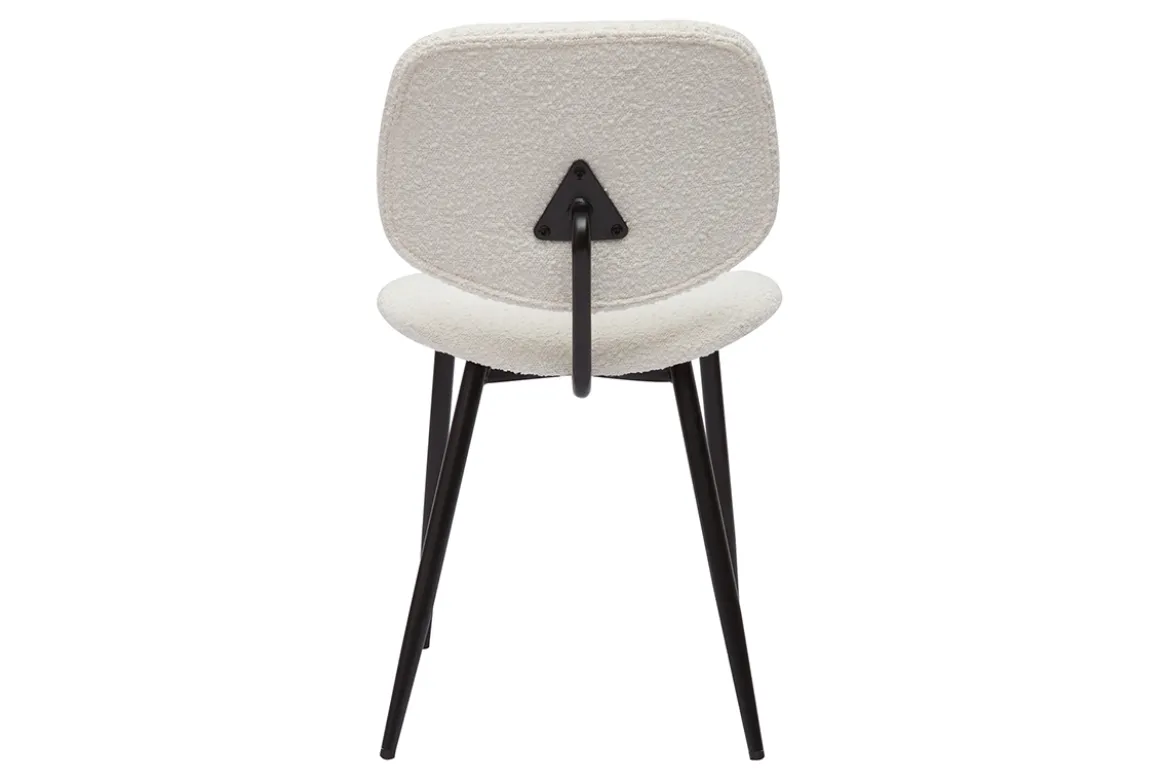 Chaises en tissu effet laine bouclée blanc et métal noir (lot de 2) TOBIAS