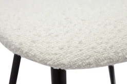 Chaises en tissu effet laine bouclée blanc et métal noir (lot de 2) TOBIAS
