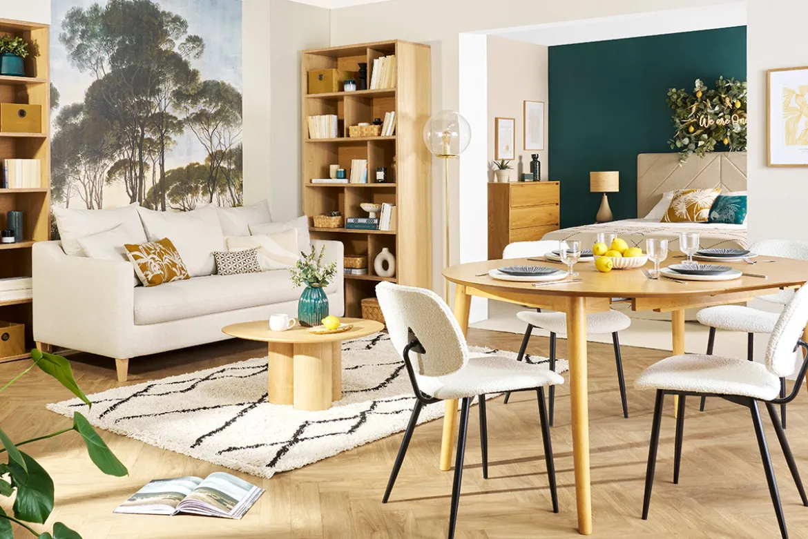 Chaises en tissu effet laine bouclée blanc et métal noir (lot de 2) TOBIAS