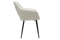 Chaises en tissu effet laine bouclée blanc cassé et métal noir (lot de 2) LAURETTE