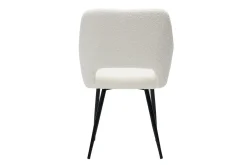 Chaises en tissu effet laine bouclée blanc cassé et métal noir (lot de 2) LAURETTE
