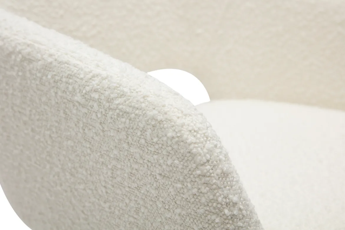 Chaises en tissu effet laine bouclée blanc cassé et métal noir (lot de 2) LAURETTE